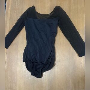 Body Wrappers Elegant Black Sheer Sleeve Leotard